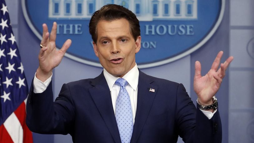 In this July 21, 2017 photo, White House communications director Anthony Scaramucci speaks to members of the media in the Brady Press Briefing room of the White House in Washington. (AP Photo/Pablo Martinez Monsivais)