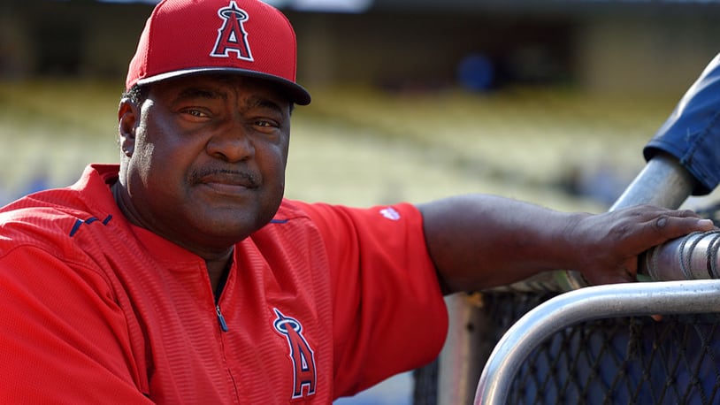 A portrait-like view of hitting coach Don Baylor #25 of the Los Angeles Angels of Anaheim during batting practice before the game against the Los Angeles Dodgers at Dodger Stadium on July 31, 2015 in Los Angeles, California. (Photo by Matt Brown/Angels Baseball LP/Getty Images)