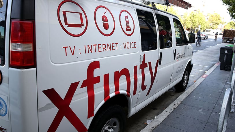 A Comcast service vehicle is seen parked in San Francisco, California. (Photo by Justin Sullivan/Getty Images)