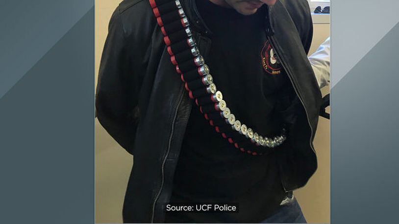 A man wearing  real ammunition as part of a Halloween costume was detained by UCF Police.