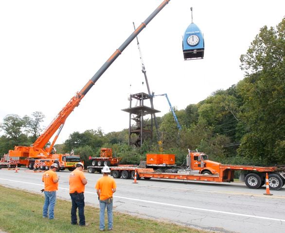 Iconic Dayton clock visible from I-75 again