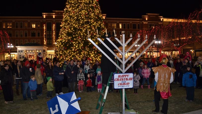 The Chabad of Greater Dayton will hold a public lighting of  the menorah erected at The Greene 6 p.m. tonight, Dec. 29.