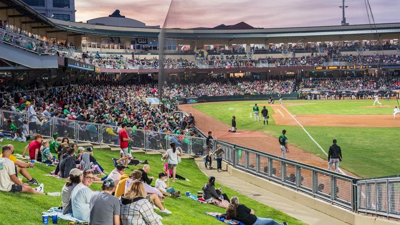 The Dayton Dragons played their home opener on Tuesday, Apr. 11, 2023 at Day Air Ballpark in downtown Dayton to a sellout crowd of 8,135. The ballpark routinely sells out. TOM GILLIAM/CONTRIBUTING PHOTOGRAPHER