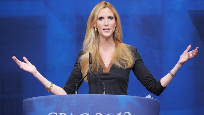 Author Ann Coulter speaks during an address to the 39th Conservative Political Action Committee February 10, 2012  in Washington, DC. AFP PHOTO/Mandel NGAN (Photo credit should read MANDEL NGAN/AFP/Getty Images)