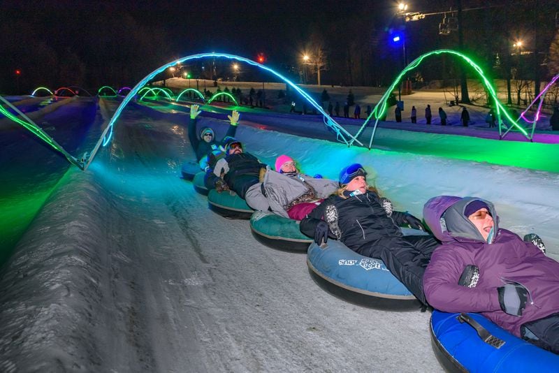 Glow snow tubing offered at Snow Trails in Mansfield, Ohio Glow Tubing In Mansfield Ohio