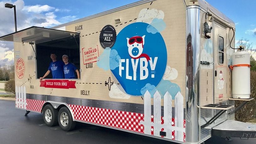 Flyby BBQ in the Mall at Fairfield Commons in Beavercreek is using its food truck to create a makeshift drive-through that it is calling -- yes -- a 'fly-through' service. FILE