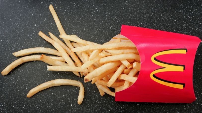FILE PHOTO: French fries sit on a table at a McDonald's restaurant.