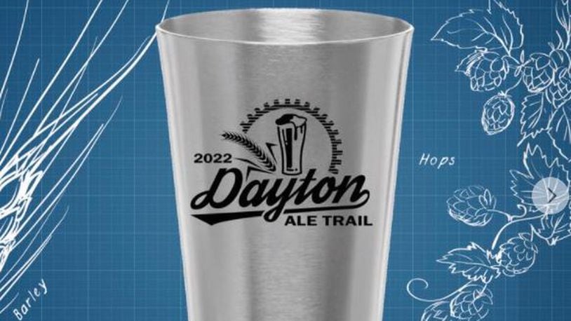 The prize for the 2022 Dayton Ale Trail challenge is a 16 oz stainless steel pint glass.