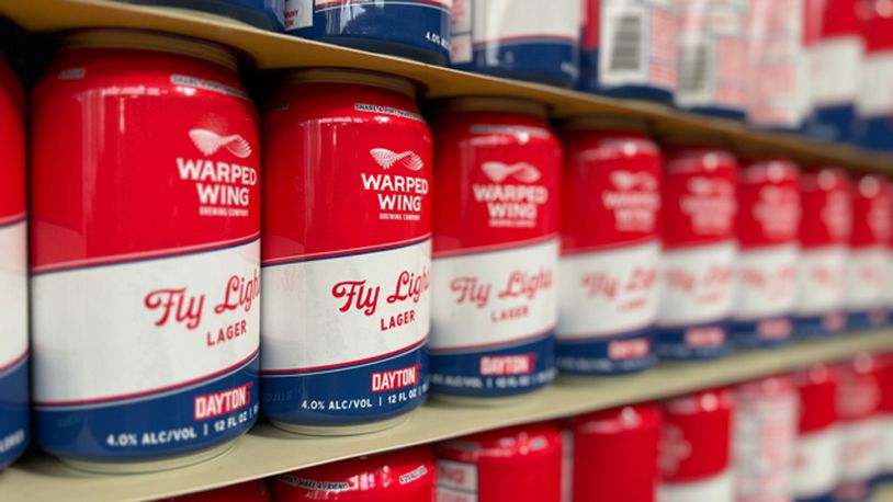 Warped Wing's Fly Light Lager. Photo by Tara Spoores, Marketing Director, Warped Wing Brewing Co.