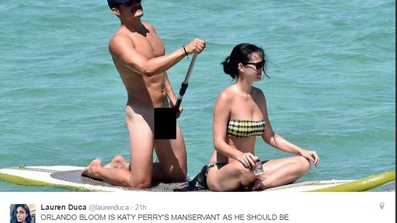 814px x 458px - Orlando Bloom naked on a beach with Katy Perry