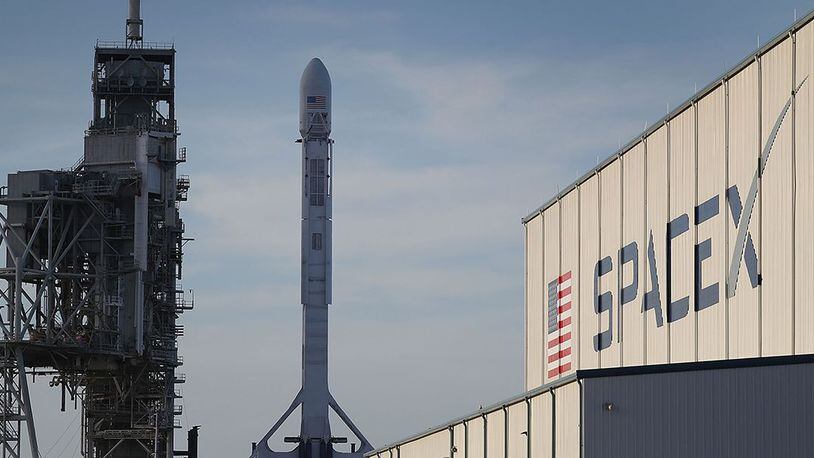 A SpaceX rocket sits on launch pad 39A. (Joe Raedle/Getty Images)