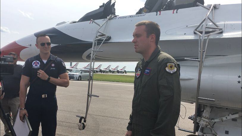 Xenia firefighter Benjamin “Levi” Dalton reached 9.1 G’s on his flight with the U.S. Air Force Thunderbirds. STAFF