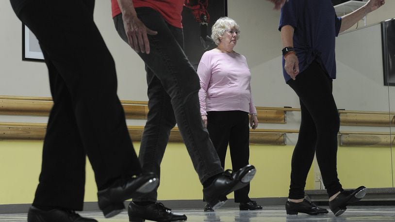Carol Jean Heller teaches a senior tap dance class Thursday April 14, 2022 at the South Dayton Dance Center in Centerville. Heller is being honored for her years as the Director of the Dayton Ballet School. MARSHALL GORBY\STAFF