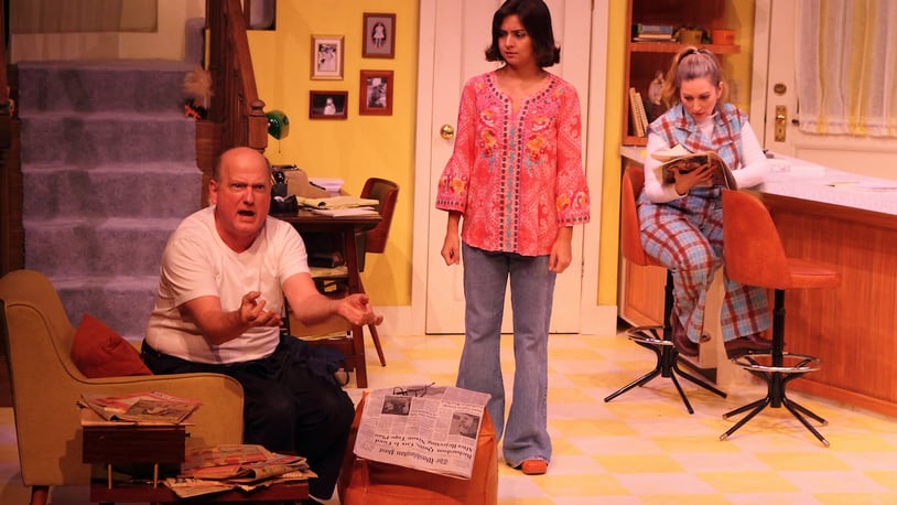left to right: Jason Podplesky (Mike O'Shea), Cecily Dowd (Linda O'Shea) and Mierka Girten (Terri Carmichael) in the Human Race Theatre Company's production of "Incident at Our Lady of Perpetual Help." PHOTO BY SCOTT J. KIMMINS