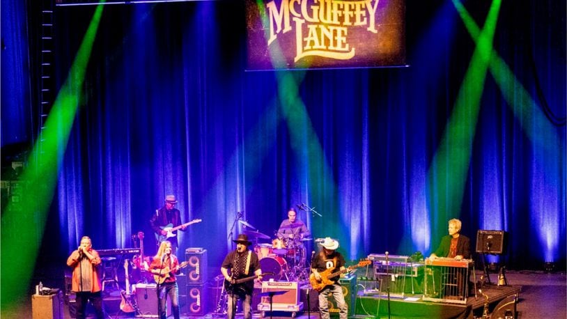 Columbus-based country rock outfit McGuffey Lane featuring longtime leader John Schwab (center) performs at Arbogast Performing Arts Center in Troy on Saturday, May 6. CONTRIBUTED