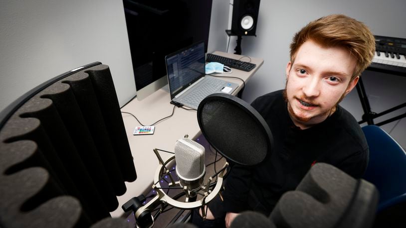 Grayson Morley, 17, a student at Butler Tech School of the Arts who has cerebral palsy, has created a rap song with a video on Youtube and available on music streaming apps. NICK GRAHAM/STAFF  