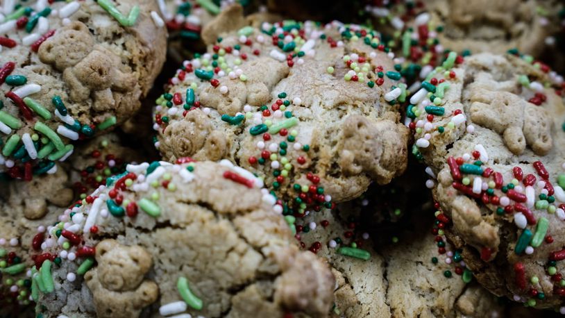 The Festive Stuffed Cookie Butter Cookies took home first place in the 2023 Dayton Daily News Holiday Cookie Contest. JIM NOELKER/STAFF