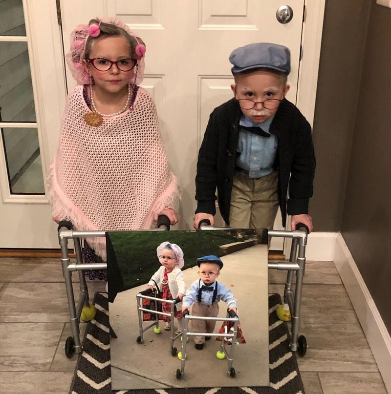 Ohio twins re-create viral little old people costume