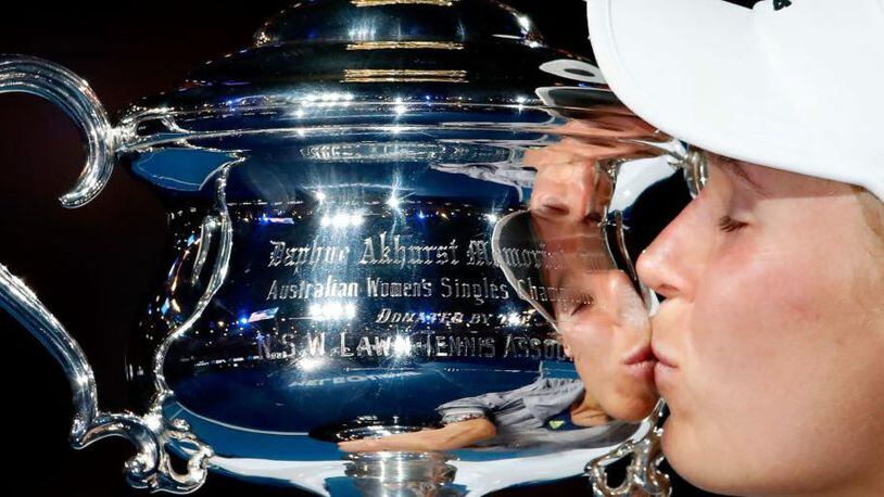 Caroline Wozniacki of Denmark reflects after winning her first Grand Slam singles title.