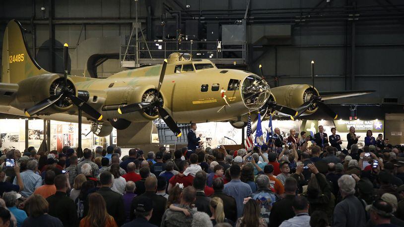 The National Museum of the U.S. Air Force opened the Memphis Belle exhibit to the public on Thursday after a 13-year restoration. Staff and volunteers worked 55,000 hours to restore the iconic World War II bomber. TY GREENLEES / STAFF