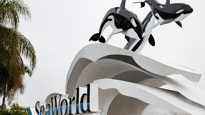 The sign at the entrance to SeaWorld  in Orlando, Florida.