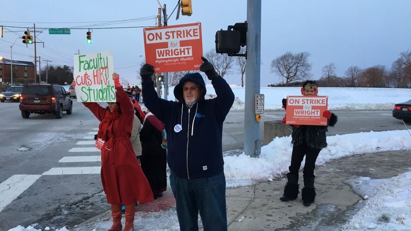 Wright State faculty union members are on strike as of 8 a.m. this morning. Union members began picketing outside campus entrances on Colonel Glenn Highway today.