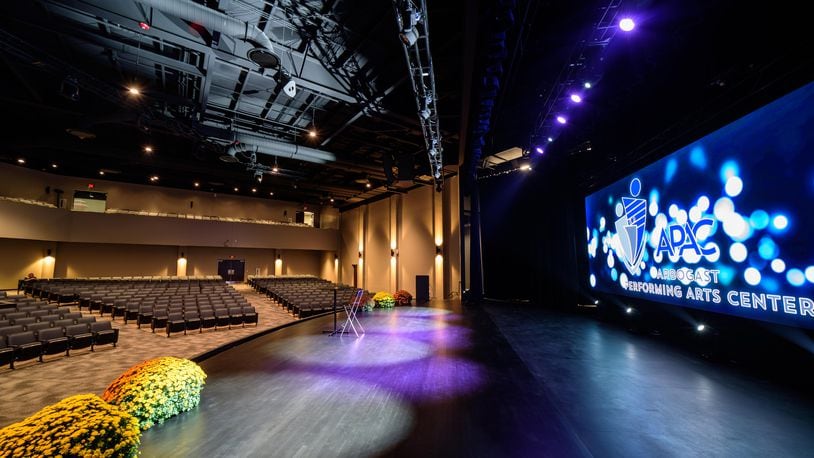 Here’s a sneak peek inside the new Arbogast Performing Arts Center, located at 500 S. Dorset Rd. in Troy. The performance venue, made possible with a $2 million donation from Dave and Linda Arbogast seats 1,200 people for education, arts, community and business events. A grand opening celebration will be held on Saturday, Oct. 30, 2021. TOM GILLIAM / CONTRIBUTING PHOTOGRAPHER