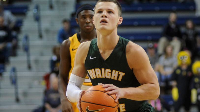 WSU’s Grant Benzinger scored 18 points. Wright State defeated host Toledo 77-69 in a men’s college basketball game on Sat., Dec. 16, 2017. MARC PENDLETON / STAFF