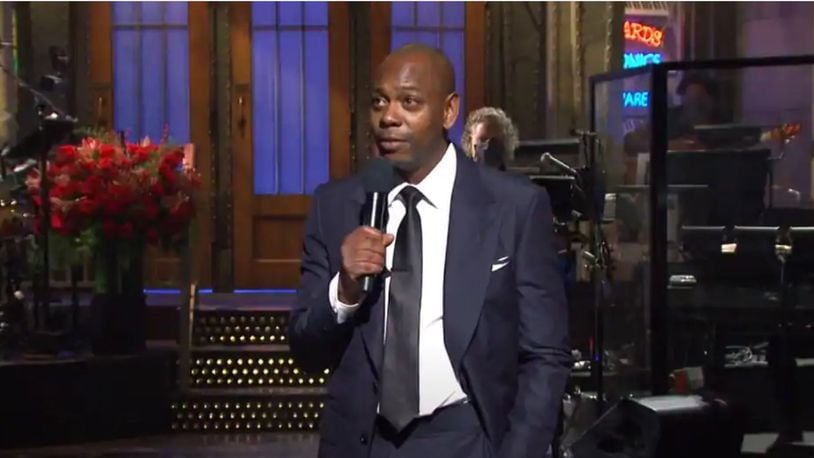 Dave Chappelle delivers his opening monologue on "SNL" on Saturday, Nov. 7, just hours after Joe Biden was declared the winner of the presidential election. (Source: Screen grab/NBC)