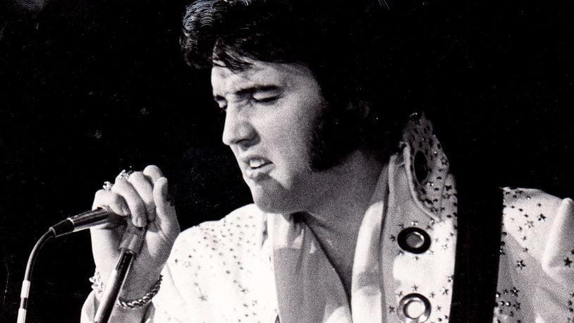 Elvis Presley performing at the University of Dayton Arena April 7, 1972. DAYTON DAILY NEWS ARCHIVE
