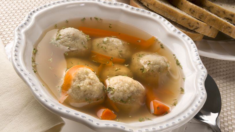 Matzah ball is the English for knaidel, a round dumpling made of ground matzah (matzah meal). SHUTTERSTOCK