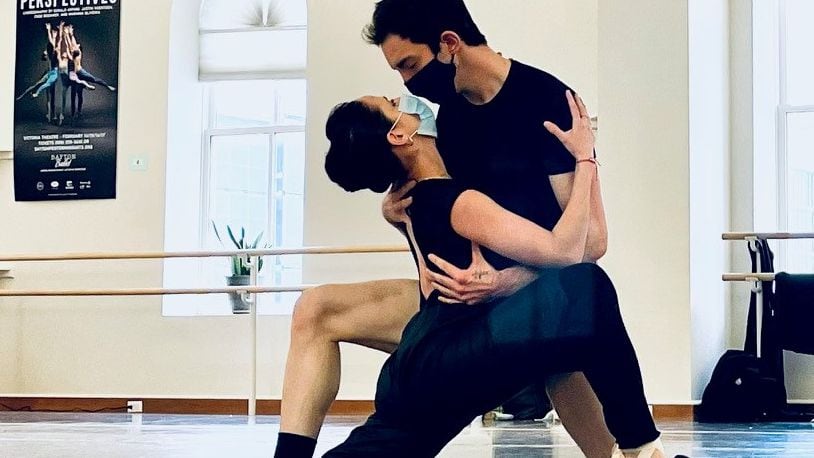 Dayton Ballet dancers Isaac Jones and Nathaly Prieto rehearse for upcoming production of “Dance and Romance” Feb 12-14. CONTRIBUTED