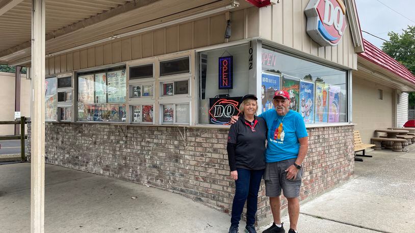 The seasonal Dairy Queen restaurant at 1042 Shroyer Road in Dayton has reopened after a vehicle crashed into the building in Dec. 2022. Pictured are owners Lynn and Bill Stump. NATALIE JONES/STAFF