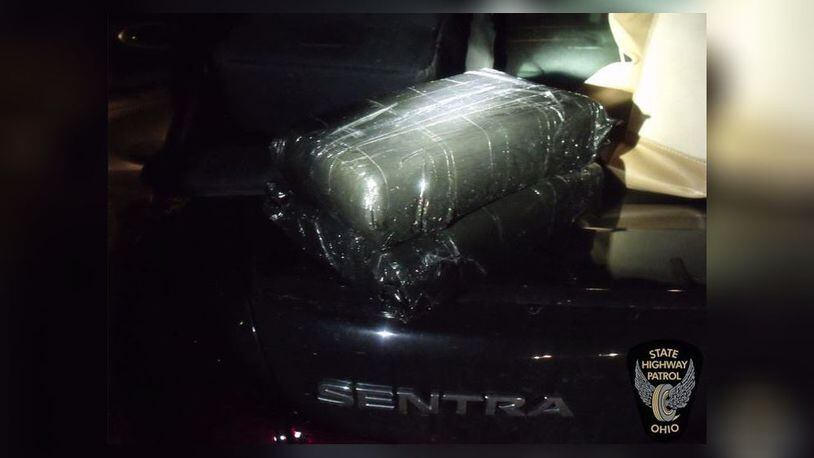 In this wrapping is cocaine the Ohio State Highway Patrol said  troopers discovered during a traffic stop in Pickaway County. (Courtesy/Ohio State Highway Patrol)