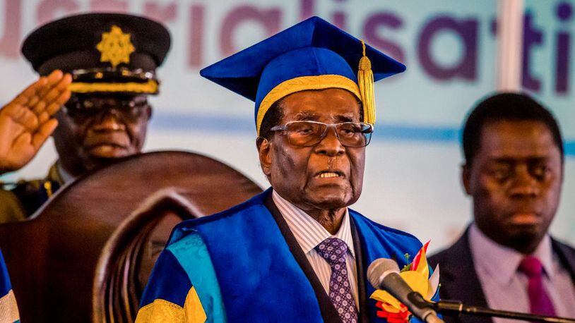 Zimbabwe's President Robert Mugabe delivered a speech during a graduation ceremony Friday at the Zimbabwe Open University in Harare.