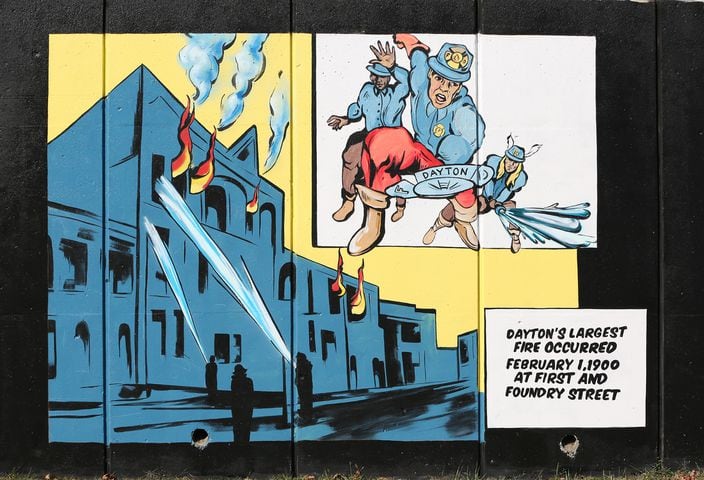 Comic book style mural honors Dayton Fire Department history