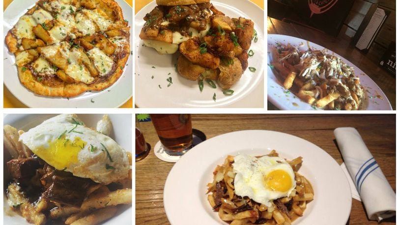 Dayton's poutine cuisine ranges from classic to inspired. Clockwise from left: Poutine pizza and burg from Park City Club, Sea Jax Tavern's poutine, Lock 27 Brewing's variation, and Corner Kitchen's small plate. CONTRIBUTED PHOTOS