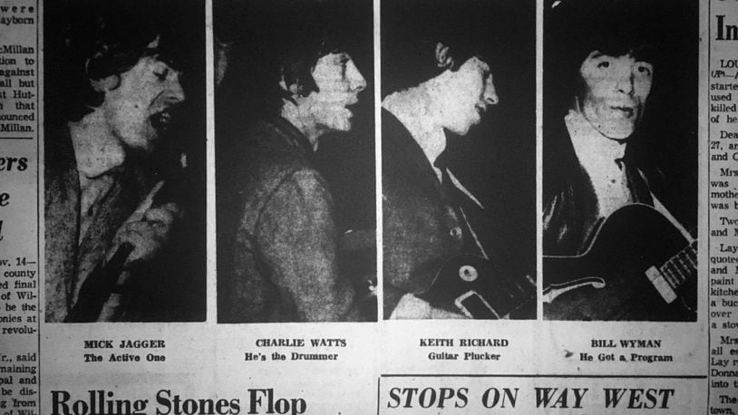 A blunt description was positioned under the photos of each Rolling Stone band member published on the jump page of the Nov. 14, 1964 Dayton Daily News.