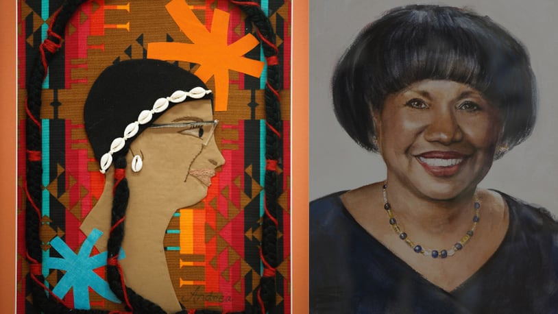 Portraits of Renee McClendon and Karla Harshaw created for Willis "Bing" Davis' 2023 Dayton Skyscrapers exhibit by Dayton artists Andrea Walker-Cummings and Gregg DeGroat, respectively. CONTRIBUTED