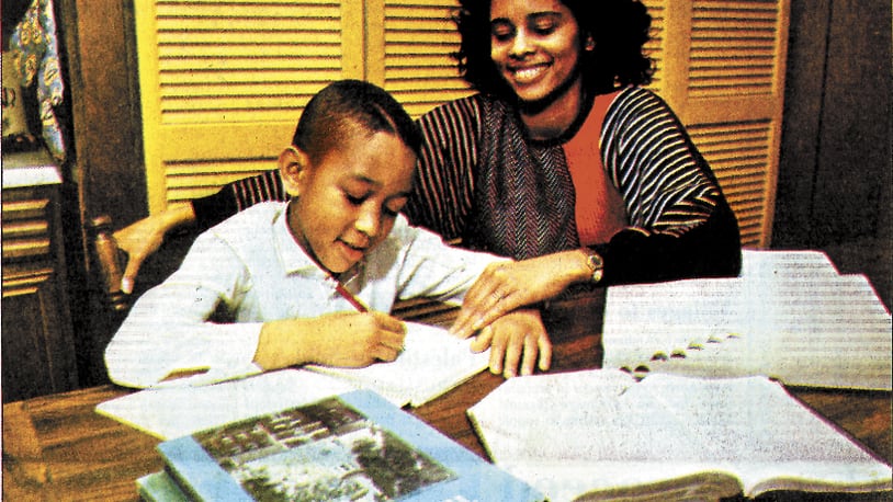 John Stephens, winner of the 1989 District Spelling Bee, is tutored at home by his mother Phyllis.