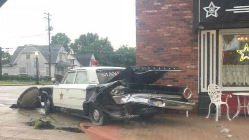 A 20-year-old driver fell asleep at the wheel and slammed into the iconic “Mayberry car,” which is parked outin front of a “The Andy Griffith Show” themed-themed diner, police said. (Photo: Danville Police)