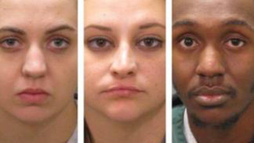 (From left to right) Kristen Freese, Elizabeth Rittenhouse and Darell Mathis were arrested and are facing armed robbery charges after police say a Plenty of Fish meetup lead to a man being robbed and beat up. (Photo: ActionNewsJax.com)