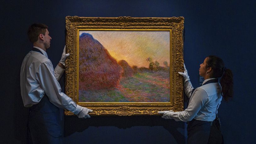 This undated photo provided by Sotheby's shows Claude Monet's painting titled "Meules." The painting, one of Monet's iconic paintings of haystacks, has fetched a record $110.7 million at an auction in New York. The 1890 painting sold at Sotheby's sale of Impressionist & Modern Art Tuesday night, May 14, 2019.