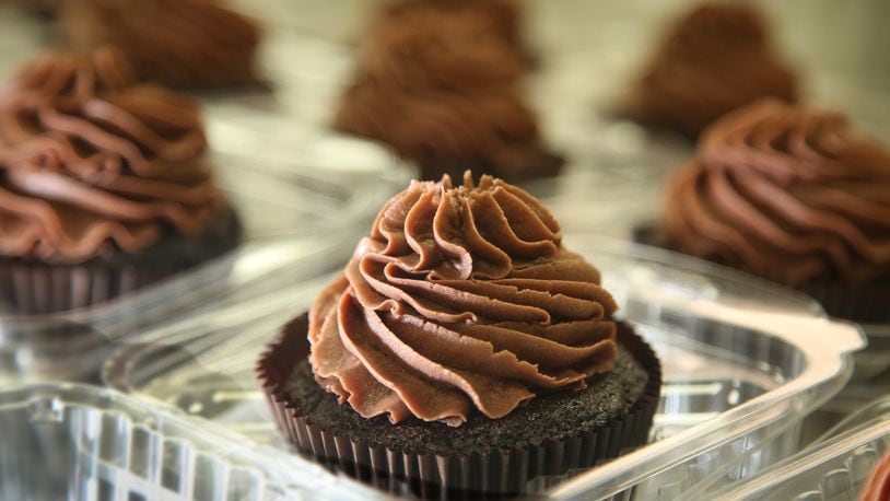 Gluten free and vegan Dutch chocolate cupcakes from Purely Sweet Bakery. The specialty bakery makes gluten free, vegan, paleo and keto baked goods and products. LISA POWELL / STAFF