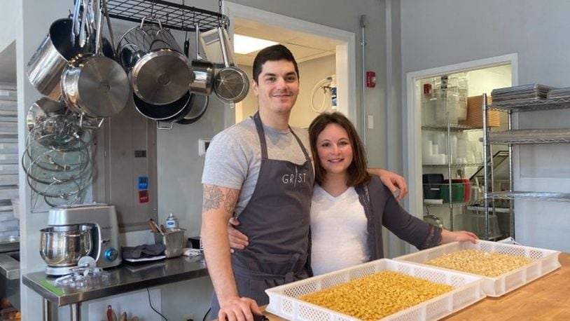 Centerville chefs Casey Van Voorhis and her husband Patrick show-off the inside of the new home of Grist, located downtown at 46 W. Fifth St.