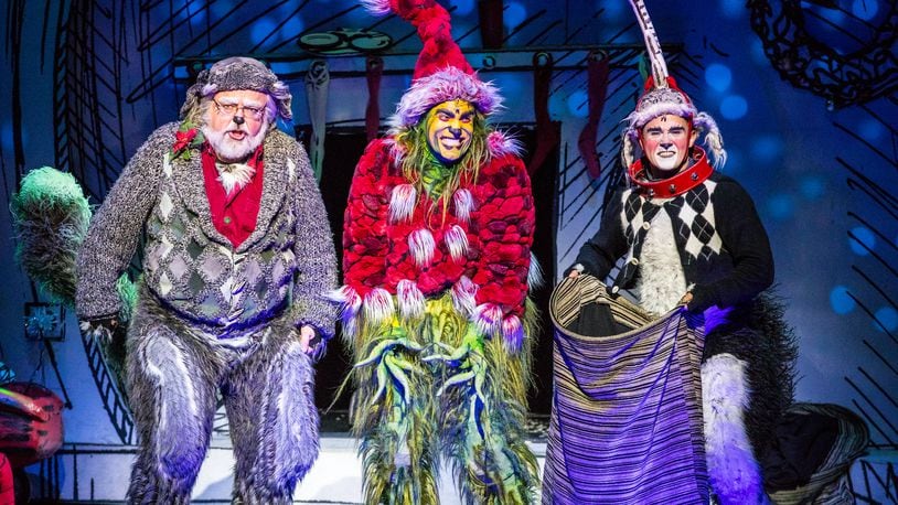Bob Lauder, left, as Old Max, in "How the Grinch Stole Christmas! The Musical," which runs Nov. 14-19 at the Schuster. CONTRIBUTED