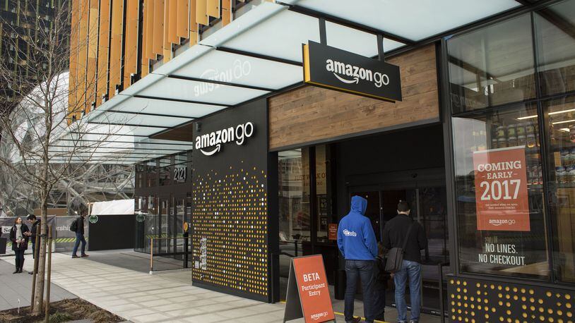 The first Amazon Go store opened in Seattle in 2016. The company is considering open 3,000 in total. BLOOMBERG