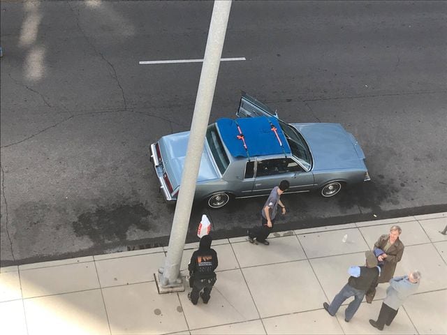 Scenes from Robert Redford movie filming in downtown Dayton