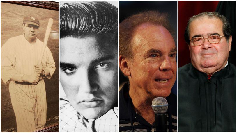 From l to r: Babe Ruth, Elvis Presley, Roger Staubach and late Supreme Court Justice Antonin Scalia.