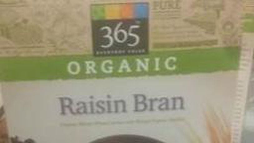 The 365 Everyday Value Organic Raisin Bran cereal was recalled when Whole Foods Market determined the packaging contained Peanut Butter Cocoa Balls instead of Organic Raisin Bran. (Photo: U.S. Food and Drug Administration)